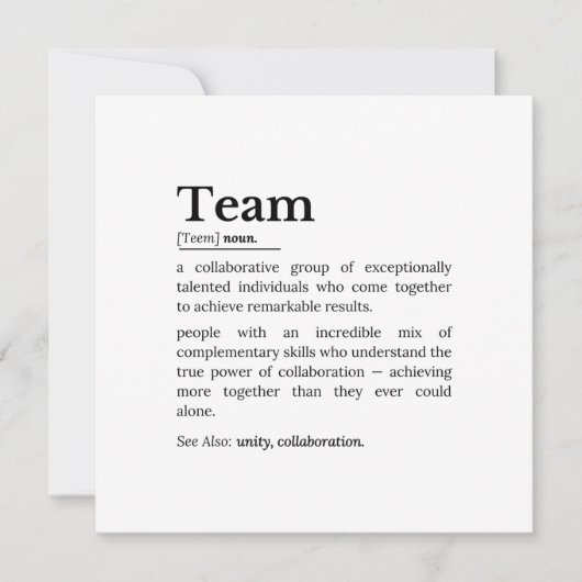 Team Definition – The Power of Collaboration  Kaart (Voorkant)