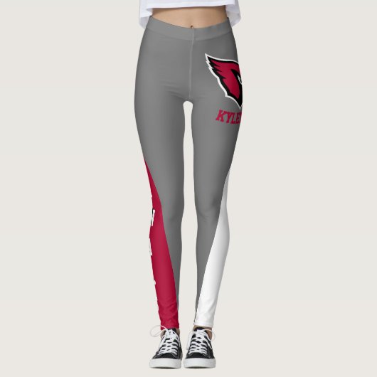 Team en ventilatorkardinaal rood/grijs/witte masco leggings (Voorkant)
