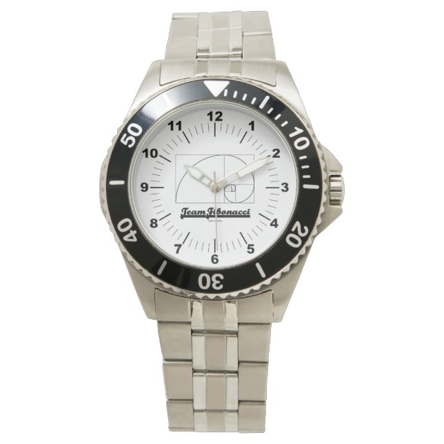 Team Fibonacci (Fibonacci Spiral) Horloge (Voorkant)