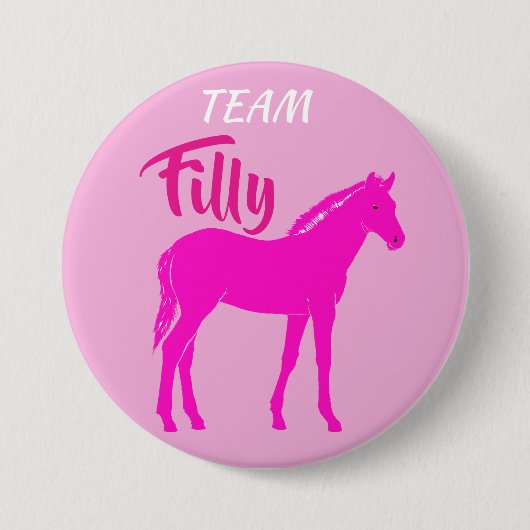 "Team Filly" Roze gender onthullen Ronde Button 7,6 Cm (Voorkant)