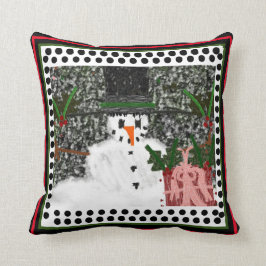 Team Fran Snowman zwart design Kussen