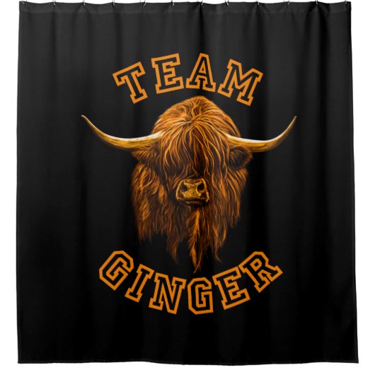 Team Ginger Highland Cow Douchegordijn (Voorkant)