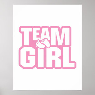 Team Girl Baby shower Gender onthullen partijroze Poster