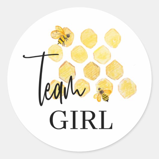 Team Girl Bee Theme Gender Reveal Stickers (Devant)