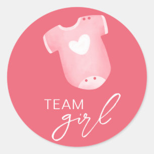 Team Girl Draag wat zal Baby zijn Guess Pink White Ronde Sticker