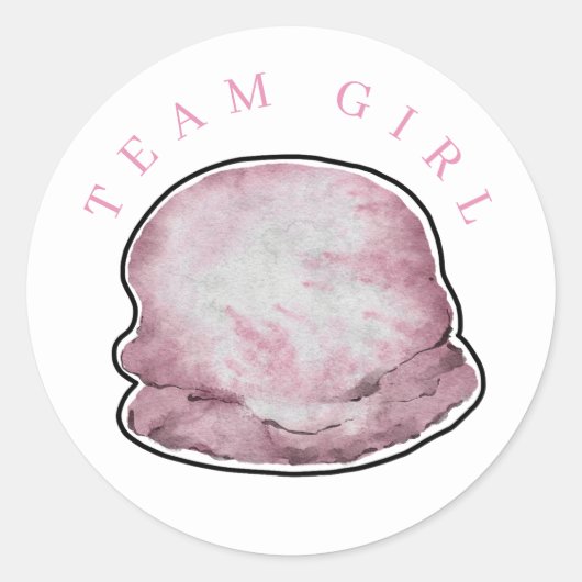 Team Girl Ice Cream Sticker Révéler Rond Sticker.  (Devant)