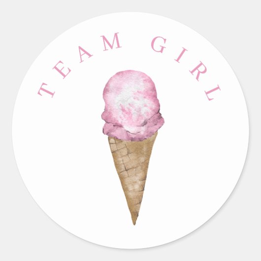 Team Girl Ice Cream Sticker Révéler Rond Sticker. (Devant)