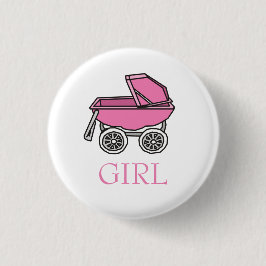 Team Girl Pink Baby Stroller Gender onthullen Ronde Button 3,2 Cm