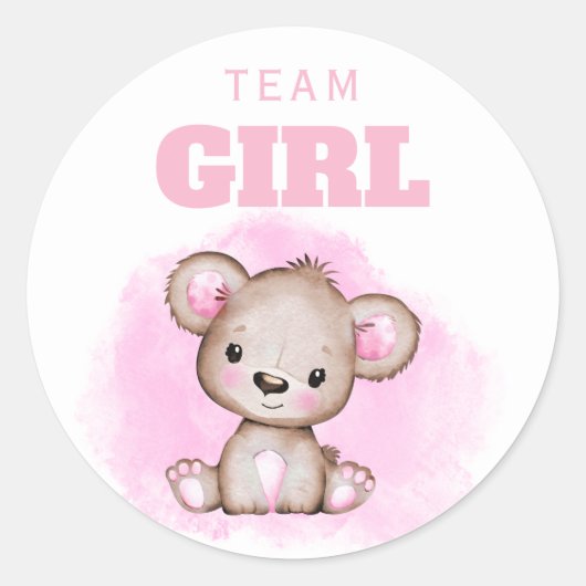 Team Girl Pink Beer Gender onthulling Ronde Sticker (Voorkant)