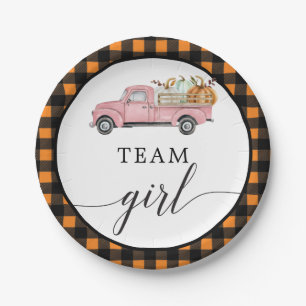 Team Girl  Pumpkin Truck Paper Borden Papieren Bordje