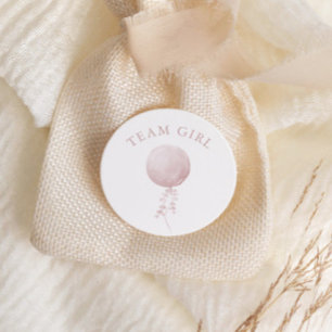 Team Girl Roze Ballon Minimalistische Geslacht Ont Ronde Sticker