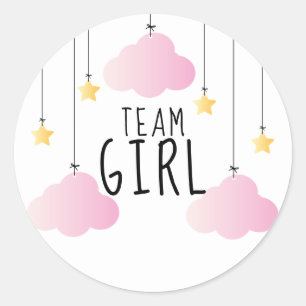 Team Girl Stars Roze Wolken Geslacht Reveal Stemme Ronde Sticker