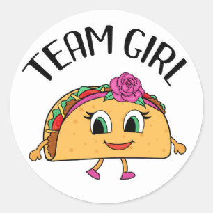 Team Girl Taco thema gender reveal party stickers