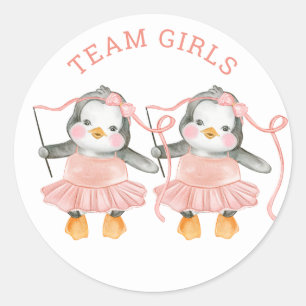 Team Girls. Twee seksen onthullen. Stembordspel Ronde Sticker