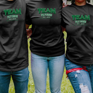 Team Green Familie Aangepaste Naam Sport Crew Zwar T-shirt
