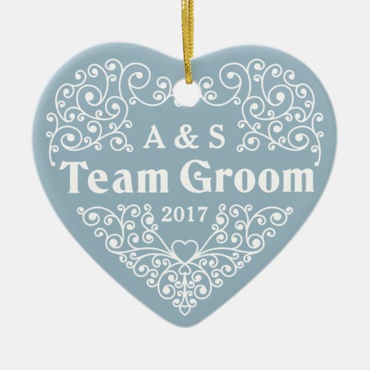 Team Groom aangepaste monogrammen en date ornament (Voorkant)