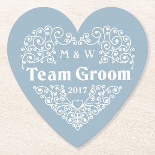 Team Groom aangepaste monogrammen en jaarpapier on Kartonnen Onderzetters