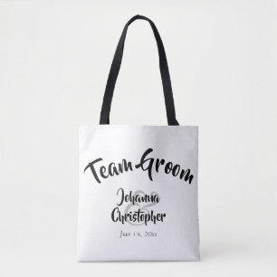 Team Groom Black & White Wedding Swag Bag Draagtas