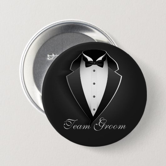 Team Groom Classy Tuxedo Ronde Button 7,6 Cm (Voorkant /achterkant)