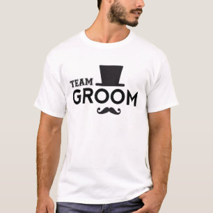 Team Groom met pet en snor T-shirt