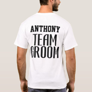 Team Groom Quote Zwart Eenvoudige Groomsman Monogr T-shirt