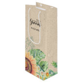 Team Groom. Sacs à vin en papier Tournesol Kraft (Devant Angle)