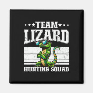 Team Hagedis Jacht Squad Grappige Retro Gecko Hage Magneet