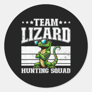 Team Hagedis Jacht Squad Grappige Retro Gecko Hage Ronde Sticker