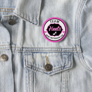 Team heelt roze en zwart Geslacht Ronde Button 5,7 Cm