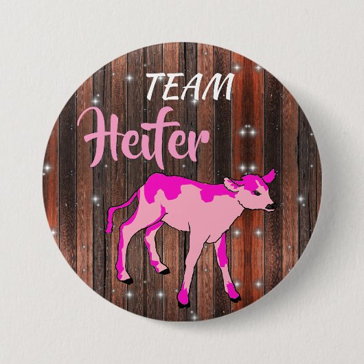 "Team Heifer" Roze Geslacht onthullen Ronde Button 7,6 Cm (Voorkant)
