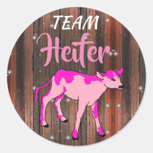 "Team Heifer" Roze Geslacht onthullen Ronde Sticker