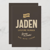 Team Jaden Levenslang Lid Gepersonaliseerde Naam Kaart (Voorkant / Achterkant)