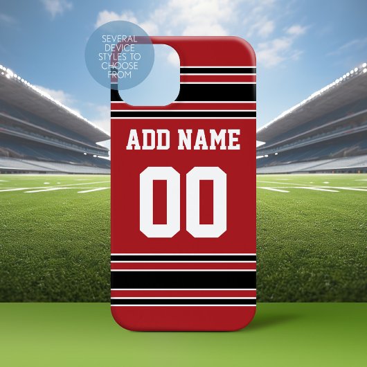 Team Jersey Aangepast nummer Rood Zwart Case-Mate iPhone Case