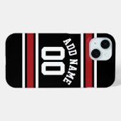 Team Jersey - Aangepaste naam en nummer rood zwart Case-Mate iPhone Case (Achterkant (horizontaal))