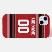Team Jersey Red Black — Aangepast nummer Case-Mate iPhone Case (Achterkant (horizontaal))
