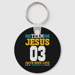 Team Jezus 03 Geloof Hoop Liefde Christelijke Bijb Sleutelhanger