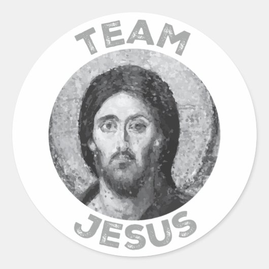 Team Jezus: Christus Pantocrator Ronde Sticker (Voorkant)