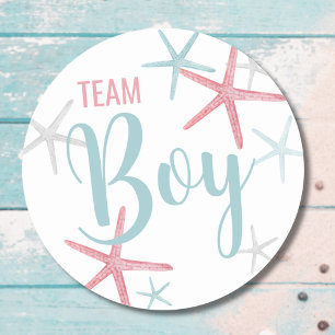 Team Jongen Geslacht Onthulling Feestje Ronde Sticker