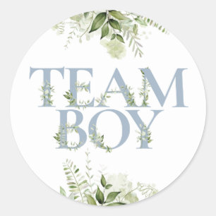 Team Jongen Groene Bloemen Geslacht Reveal Stemmen Ronde Sticker
