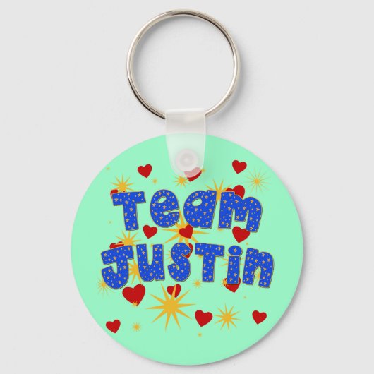 TEAM JUSTIN! T-shirts voor kinderen en volwassenen Sleutelhanger (Voorkant)