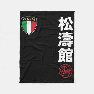 Team Karate Shotokan Italië Vlag Kanji Japans Mar Fleece Deken