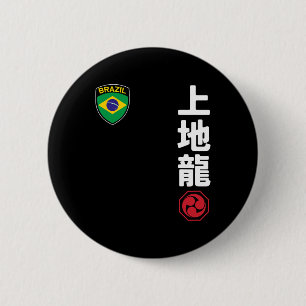 Team Karate Uechi Ryu Brazilië Vlag Japanse Martia Ronde Button 5,7 Cm