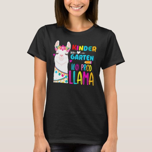 Team Kindergarten Teacher Rainbow No Prob Llama 10 T-shirt (Voorkant)