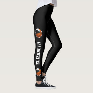 Team kleuren basketbal tekst of naam omhoog been z leggings