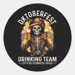 Team laat Schnitzel geconfronteerd Halloween Skele Ronde Sticker