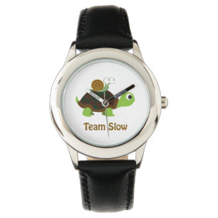 Team Langzaam Knuffel Cartoon Schildpad en Slak Horloge
