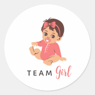Team Meisje Geslacht Reveal Roze Fopspeen Baby Ronde Sticker