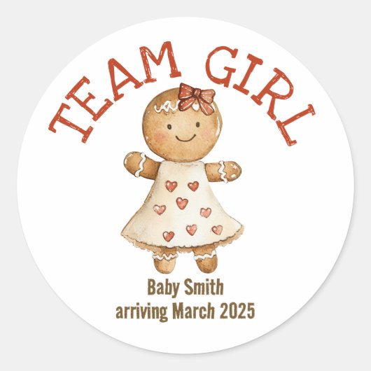 Team Meisje peperkoek Kerst baby sticker (Voorkant)