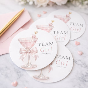 Team Meisje Pink Martini Strik Roze Ronde Sticker