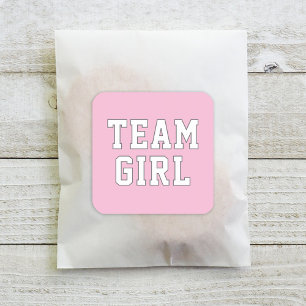 Team Meisje Roze Baby Geslacht Onthulling Feest Vierkante Sticker